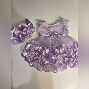 Nanette Baby Purple Ruffle Dress and Diaper Cover Set